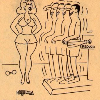 Saucy cartoon jokes in vintage adult girlie magazines