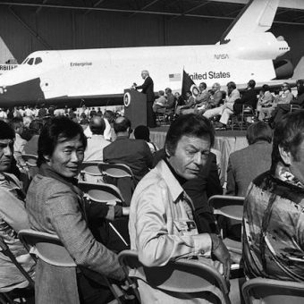 1976: the Star Trek cast meet the Space Shuttle Orbiter Enterprise