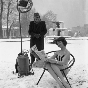 Marion Liebig Keeps Warm In The  Under The Artificial Sunshine Infra-Red Lamp – 1960