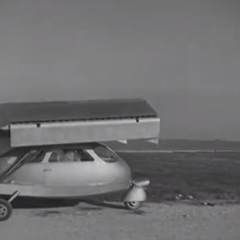 Early Flying Car Soars Above Rome (1947)