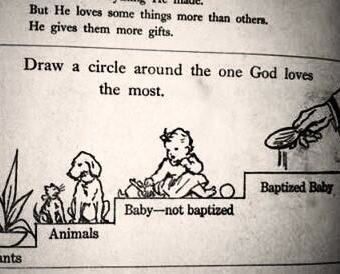 1970s Irish Text Book: ‘Draw A Circle Around The One God Loves Most’