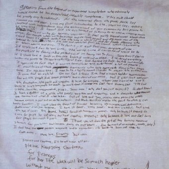 Courtney Love Reads Kurt Cobain’s Handwritten Suicide Note (1994)