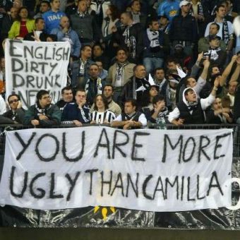 Epic Banners: Juventus Fans Taunt Liverpool: ‘You Are More Ugly Than Camilla’