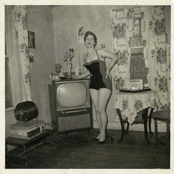 Found Photos: Mid-Century People Standing By Modern TVs