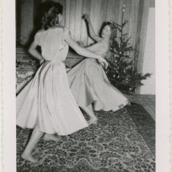 Mid-Century Women Enjoying Real Christmas Trees