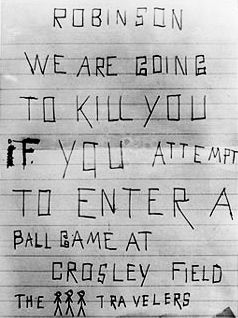 Example of hate mail Jackie Robinson received, May 20, 1950, Cincinnati, Ohio