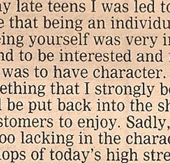 Paul Smith On The Threat To The High Street (The Guardian 1988)